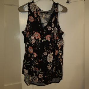 Women's 1x Floral Tank Top Sleeveless Blouse